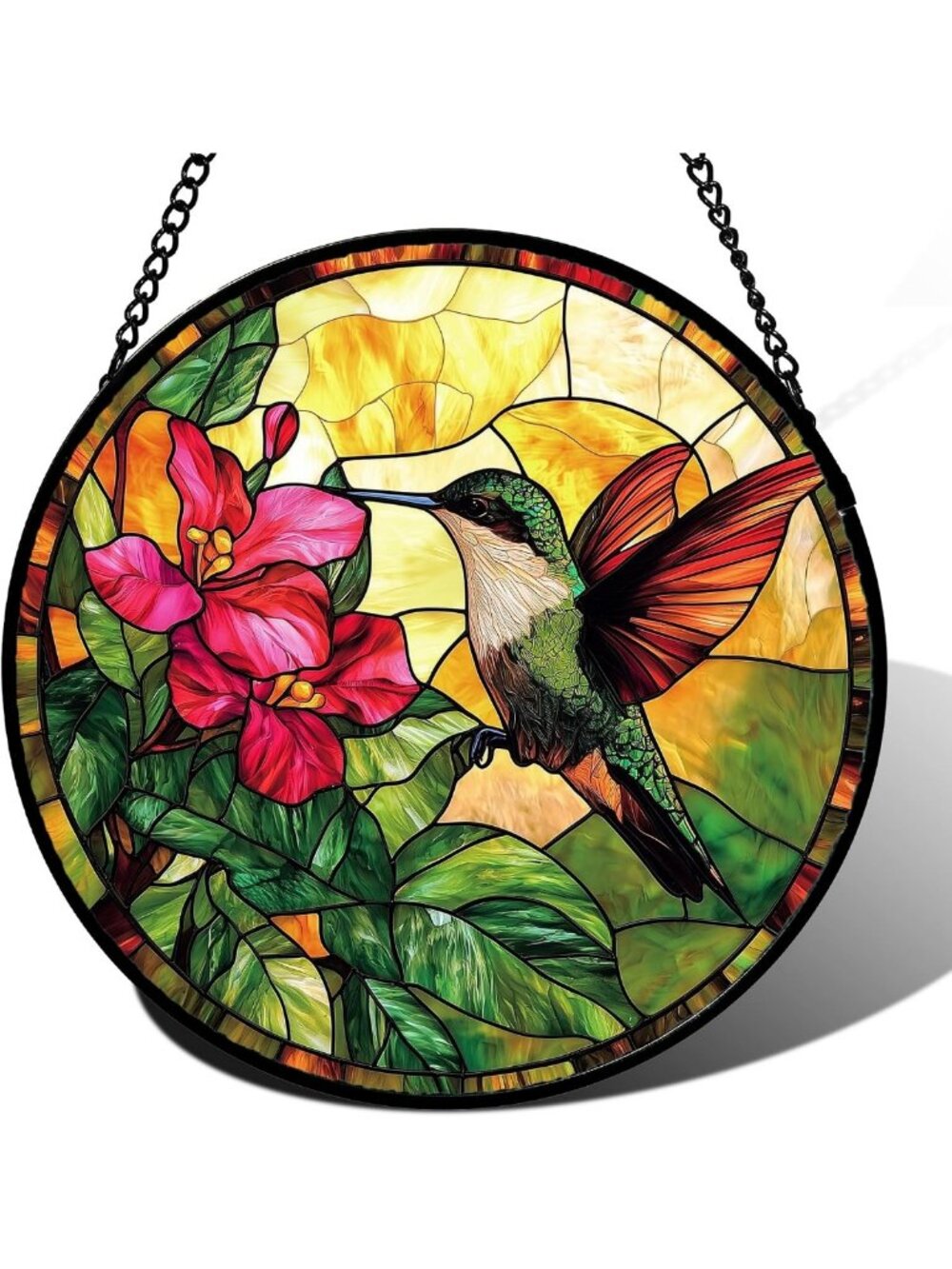Colorful Hummingbird Stained Glass Suncatcher Window Decor - Perfect Gift for